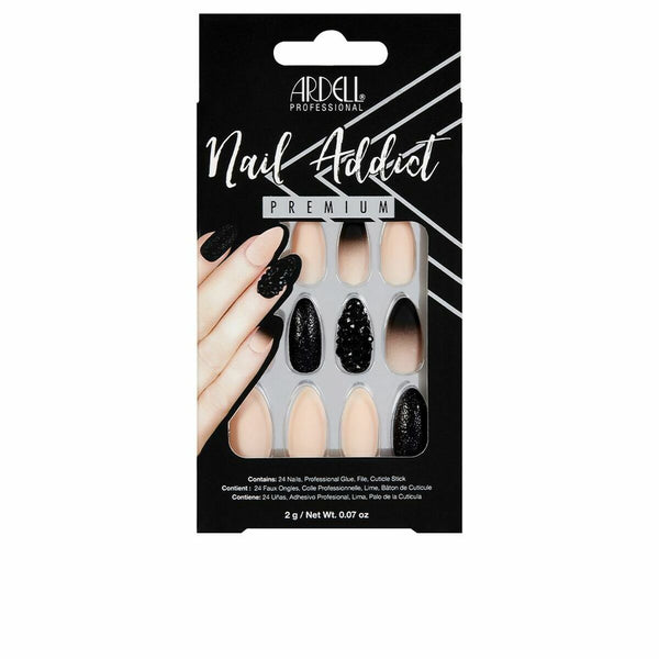 Falska naglar Ardell Nail Addict Black Stud & Pink Ombre (24 st) | Stilig och Enkel Nagelmote