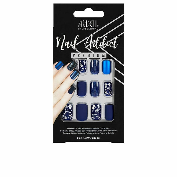 False nails Ardell Nail Addict Matte Blue (24 pcs) | Högkvalitativa matta blå naglar för enkelt skönhet