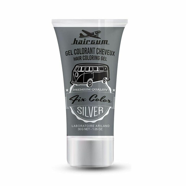 Non-permanent Colour Hairgum Fix Color Silver Styling Gel 30 ml | Fast Höjd och Tvättbar Hårgel för Alla Hårtyper