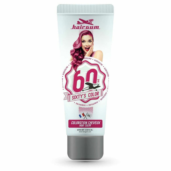 Semi-permanent Färg Hairgum Sixty's Color Aubergine (60 ml) | Förbättra Din Skönhet med En Glansig Finish
