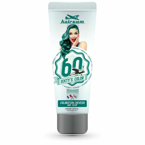 Semi-permanent Färg Hairgum Sixty's Color Emerald Green (60 ml) | Vacker Smaragdgrön Färg för Fantastiskt Hår
