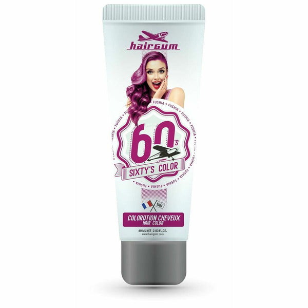 Semi-permanent Färgämne Hairgum Sixty's Color Fuchsia (60 ml) | Livlig Hårfärg och Glansig Finish