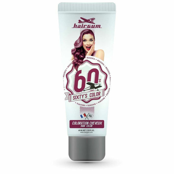 Semi-permanenta Färgämnet Hairgum Sixty's Color Magenta (60 ml) | Levande Färg för Förbättrad Skönhet