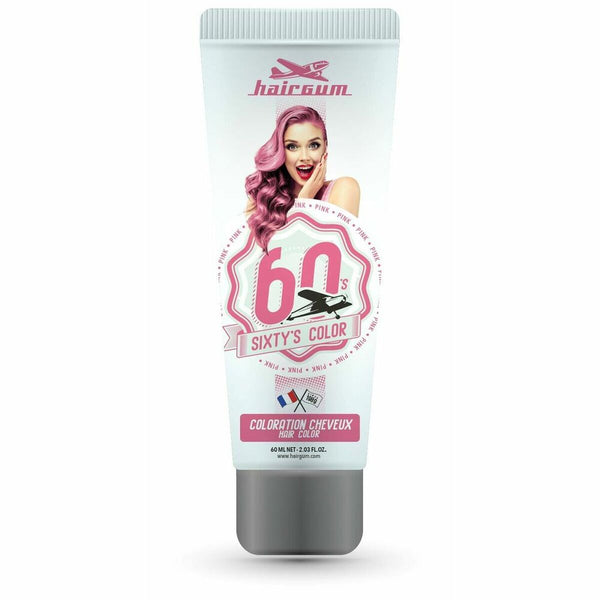 Semi-permanent Färg Hairgum Sixty's Color Pink (60 ml) | Livlig Rosa Hårfärg som Förbättrar Din Skönhet