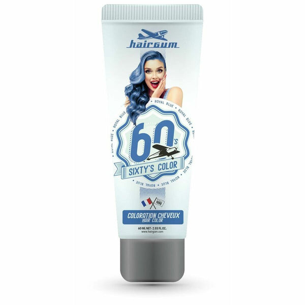 Semi-permanent Färg Hairgum Sixty's Color kungligt blå (60 ml) | Levande Kungligt Blå Nyans för Förbättrad Hårfärg