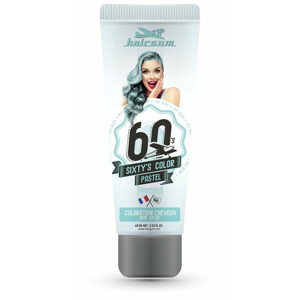 Semi-permanent Färg Hairgum Sixty's Color Icy Blue (60 ml) | Långvarig Krämig Hårfärg för Fantastisk Lyster