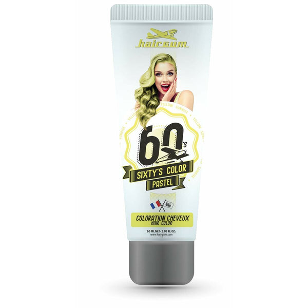 Semi-permanent Färg Hairgum Sixty's Color Yellow Sunrise (60 ml) | Långvarig Gul Hårfärg för Förbättrad Skönhet