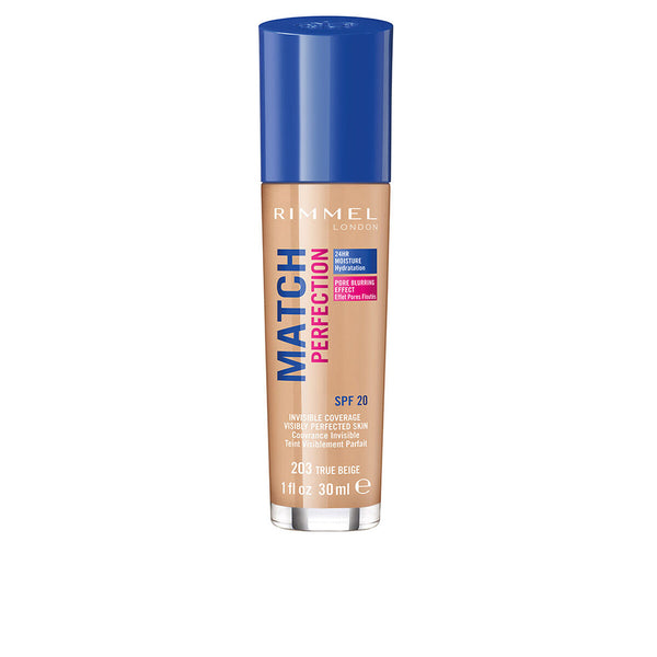 Liquid Make Up Base Rimmel London Match Perfection Nº 203 | Flawless Finish för Alla Hudtyper