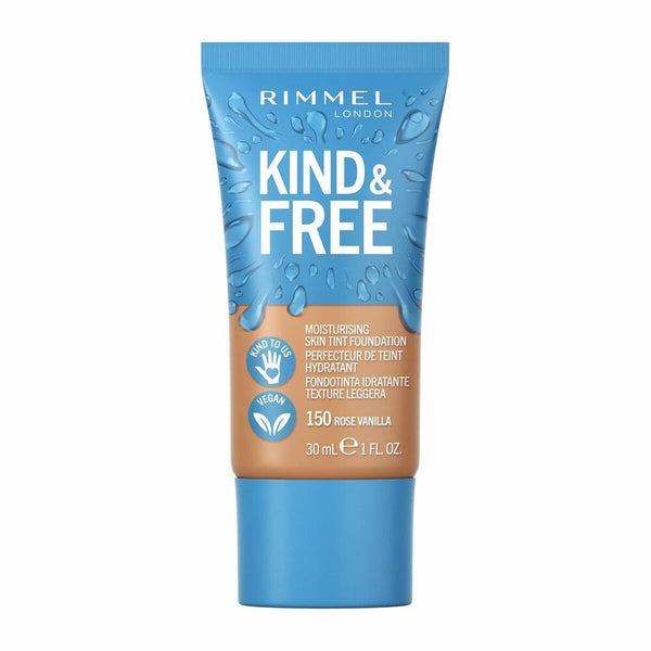 Crème Make-up Bas Rimmel London Kind & Free 150-rose vanilla (30 ml) | Långvarig återfuktande makeupbas