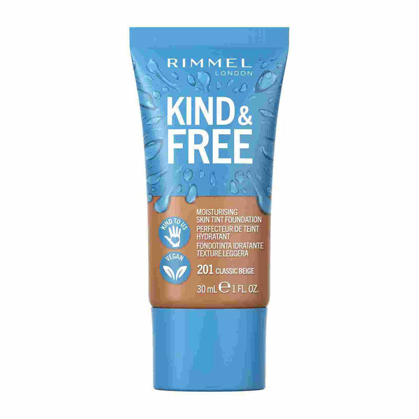 Crème Make-up Bas Rimmel London Kind & Free 210-golden beige (30 ml) | Långvarig Vegansk Foundation med Naturliga Ingredienser
